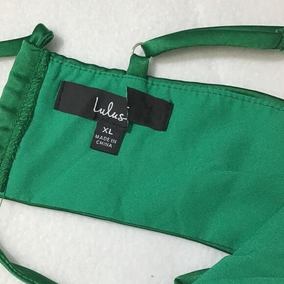 LULU'S XL Green Lace up cutout Sweetheart Neck Satin Midi Dress NEW B123 flaw - Picture 8 of 9